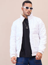 Men White Fur Collar Puffer Jacket-MSJCKT60282
