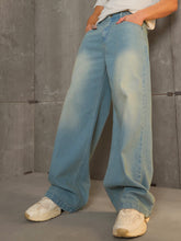 Men Blue Washed Basic Wide Leg Jeans-MSJEAN0695