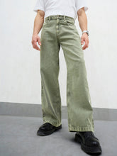 Men Light Green Basic Wide Leg Jeans-MSJEAN0741