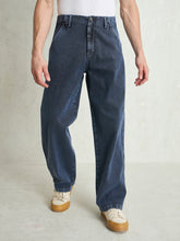 Men Light Blue Contrast Thread Detail Wide Leg Jeans-MSJEAN0752