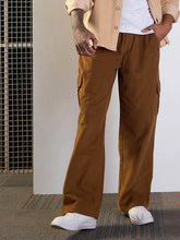Men Brown Corduroy Side Pocket Cargo Pants-MSPANT50949
