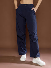 Women Unisex Navy Front Dart Baggy Parachute Pants-MSPANT51121-Navy