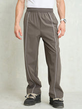 Unisex Dark Grey Piping Detail Baggy Parachute Pants-MSPANT51229