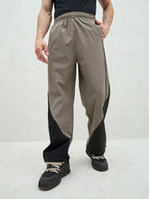 Unisex Dark Grey Bottom Color Block Baggy Parachute Pants-MSPANT51230