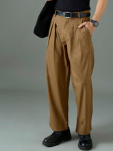 Men Dark Brown Front Pleat Relax Fit Korean Trouser-MSPANT51307
