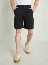 Men Black Denim Twill Zipper Pockets Shorts-MSSHOR90083