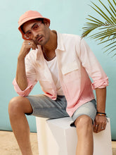 Men Mauve & White Ombre Shirt-MSSHRT20400XS