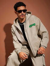 Men Taupe CHICAGO Oversized Zipper Hoodie-MSSWSH70233_Taupe
