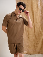 Men Beige Textured Relax Fit Polo T-Shirt-MSTOPS42339
