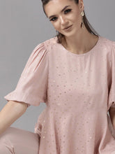 Pink Rayon Gold Foil Print Tunic-AHTURYFP-8042