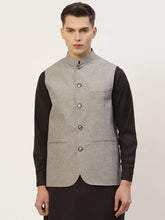 Men's Grey Solid Short Nehru Jacket