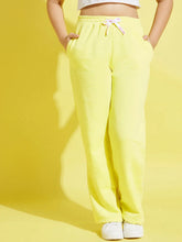 Girls Yellow Fleece Brand Drawstring Track Pants