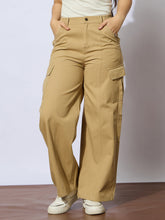 Girls Beige Twill Front Seam Straight Pants-NVPANT51204