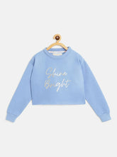 Girls Blue SHINE BRIGHT Foil Print Crop Sweatshirt