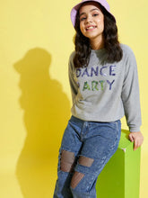 Girls Grey DANCE PARTY Embroidered Sweatshirt