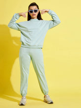 Girls Blue Terry Brand Tape High Neck Sweatshirt