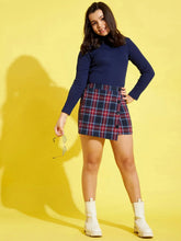 Girls Navy Rib High Neck Top