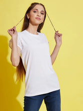 Girls White Schiffli Detail T-Shirt