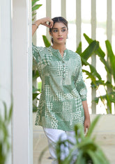 Mint Mosaic Printed Cotton Tunic-P1103GREEN