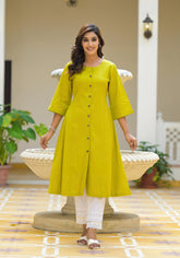 Women Lime Solid Kurta-P1175LIMEGREEN_ON