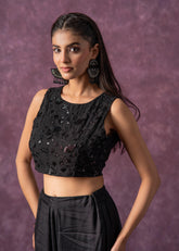 Midnight Muse Embellished Crop Top-P1800BLACK_ON