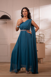 Ocean Whispers One-Shoulder Gown-P1912TEAL