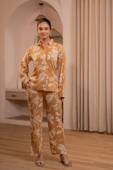 Mustard Floral Printed Co-ord Set with Button Details