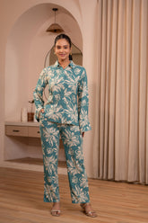 Mint Floral Printed Co-ord Set with Button Details