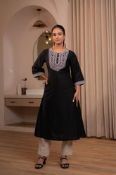 Noir Kashida Kurta-P1992BLACK