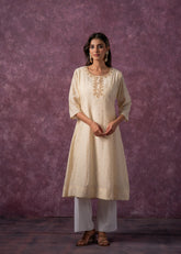 Ivory Glow Kurta Set with Subtle Zari Detailing-P1994IVORY