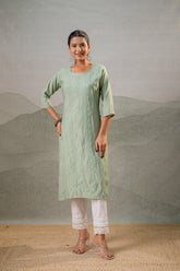 PistaGreen Embroidered Kurta-P2016PISTAGREEN_ON