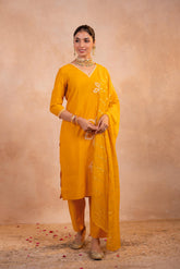 Mustard Serenity Embroidered Suit Set-P2022MUSTARD_ON