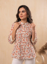 Peach Bloom Pintuck Tunic