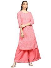 Polyester Printed Kurta Palazzo Set-PKSET1004AB