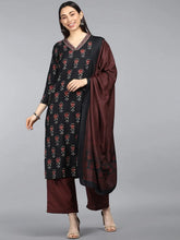 Poly Crepe Printed Kurta Pant Dupatta-PKSKD1035AB