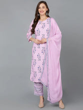 Women Polyester Floral Printed Kurta Trousers