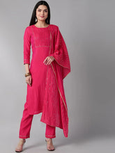 Women Pink Regular Gotta Patti Kurta With Trousers Dupatta Set