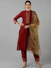 Poly Silk Printed Kurta Pant Dupatta-PKSKD1256