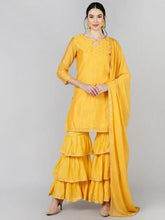 Poly Chanderi Woven Design Kurta Sharara-PKSKD1304A