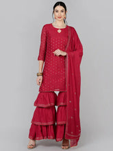 Poly Chanderi Woven Design Kurta Sharara-PKSKD1306A