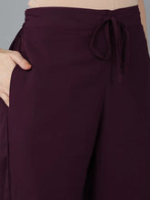 Women Burgundy Poly Georgette Yoke Design Kurta Trousers With Dupatta