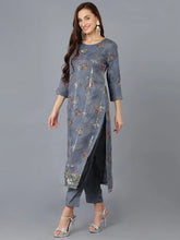 Women Organza Embroidered Floral Printed Kurta-PKSKD1753