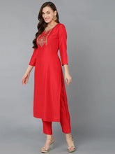 Women Silk Blend Embroidered Kurta Trouser-PKSKD1769