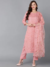 Women Organza Embroidered Kurta Trousers With-PKSKD1795