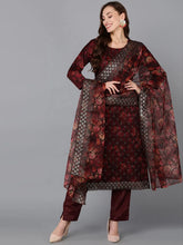 Women Organza Embroidered Kurta Trousers With-PKSKD1798