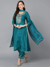 Women Silk Blend Embroidered Kurta Trousers-PKSKD1810