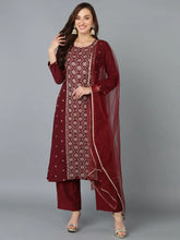 Maroon Silk Blend Embroidered Party wear Suit-PKSKD1825
