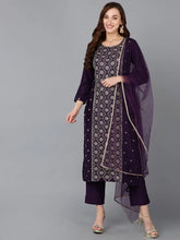 Women Silk Blend Embroidered Kurta Trousers-PKSKD1826