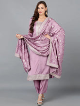 Lilac Silk Blend Embroidered Party wear Suit-PKSKD1898