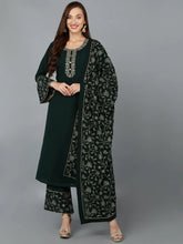 Women Poly Georgette Embroidered Kurta Palazzo